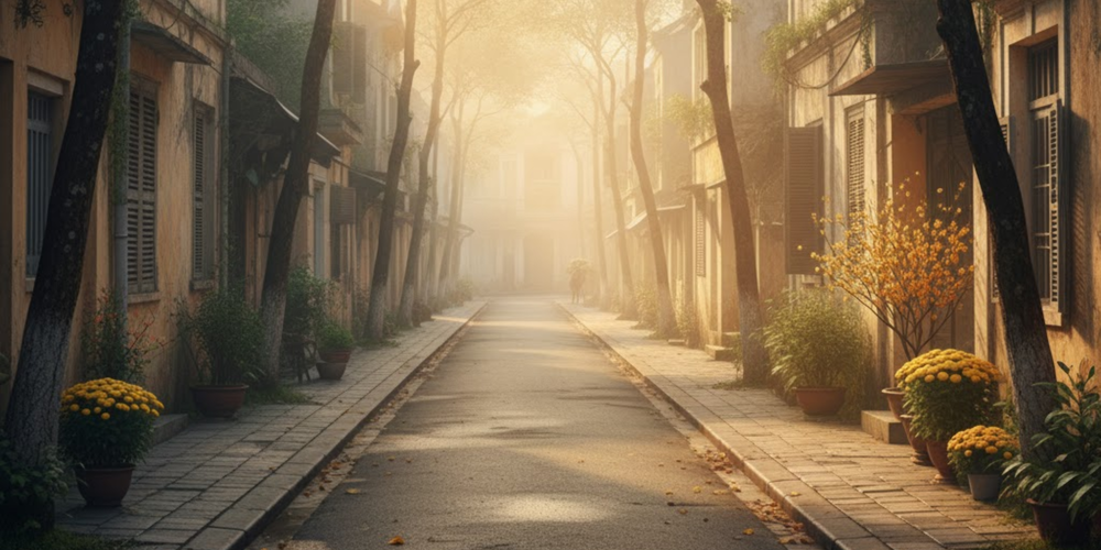 2. Thành phố đầu xuân mang một sự tĩnh mịch rất khó gọi tên